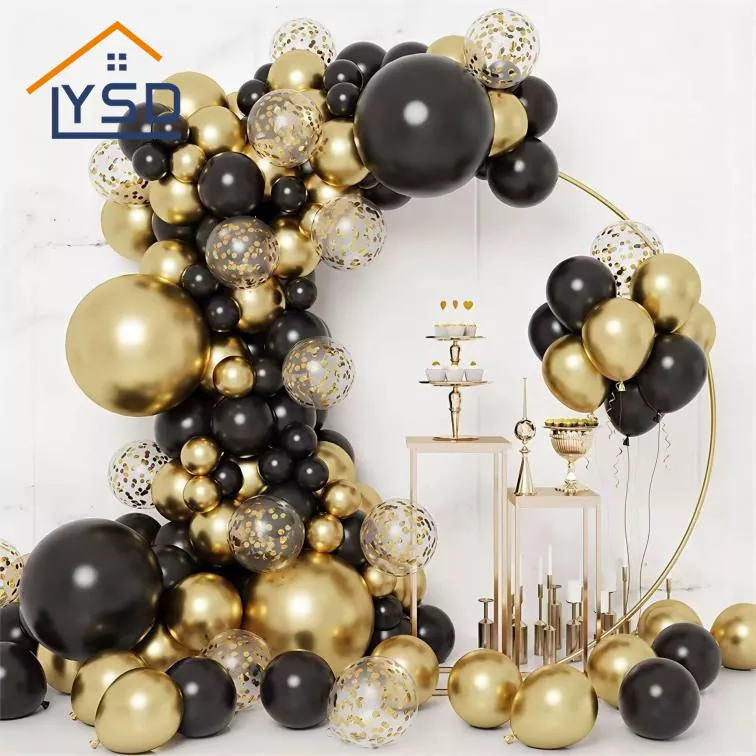 Conjunto de balão de látex de ouro preto