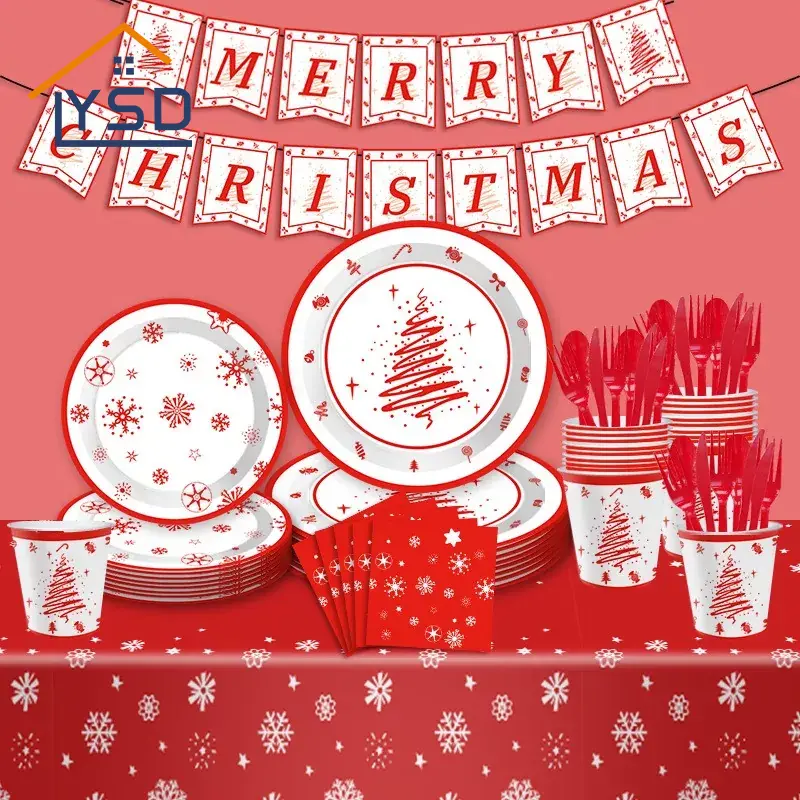 Conjuntos de utensílios de mesa descartáveis ​​de Natal