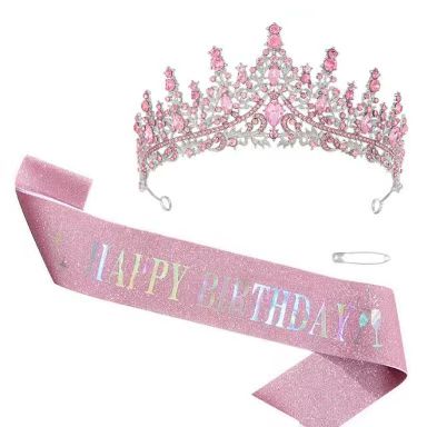Birthday Ribbon And Crown Set